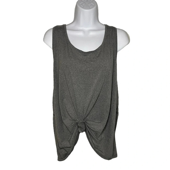 All in Motion Gray Racerback Tank Top 3X |Activewear Knot-Front Detail Plus Size - Picture 7 of 7
